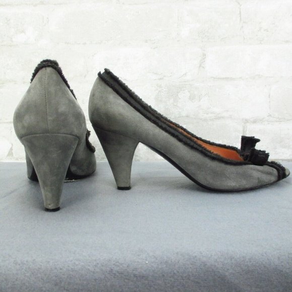 Marc by Marc Jacobs Pumps 7B Gray Black Suede Peep - Picture 1 of 11